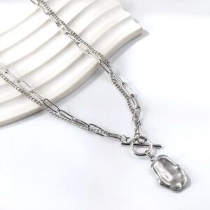 Stainless steel double chain with pendant